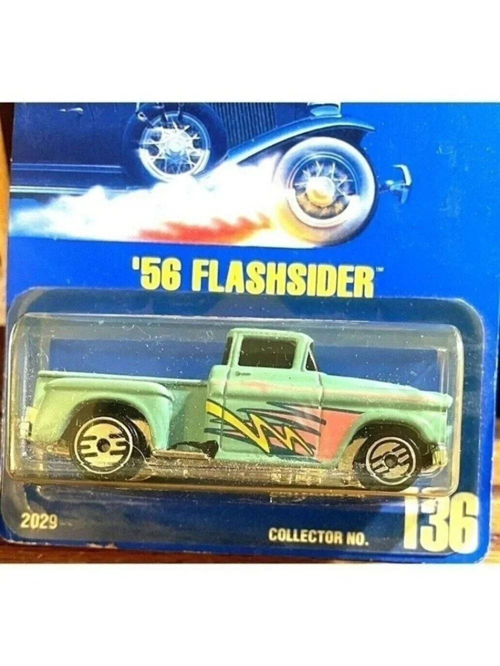 Vintage Hot Wheel Die Cast 1991 '56 Flashsider Teal Pickup Truck 136 Blue 2029